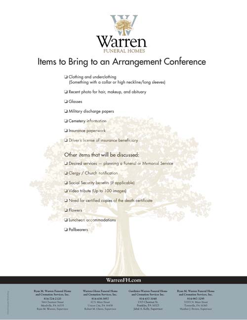 Items to Bring to an Arrangement Conference